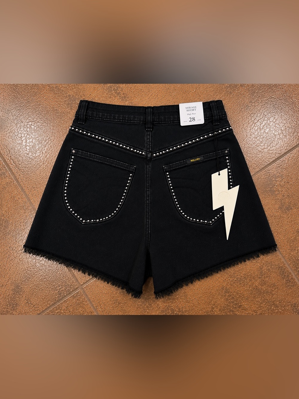 ROLLA'S Black Mirage High-Rise Studded Jean Shorts